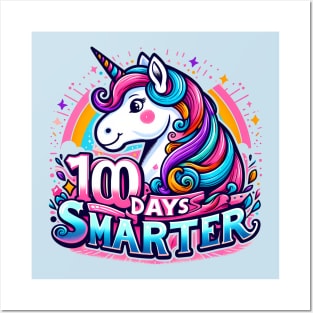 100 days smarter, colorful, cute unicorn Posters and Art